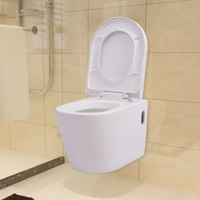 vidaXL Vas toaletă cu montare pe perete, ceramică, alb