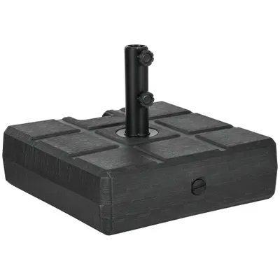 Outsunny Suport 40kg Pătrat pentru Umbrelă Soare, Efect Lemn, Bază Rezistentă din Plastic | Aosom Romania