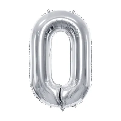 Balon cifra 0, argintiu, 35 cm
