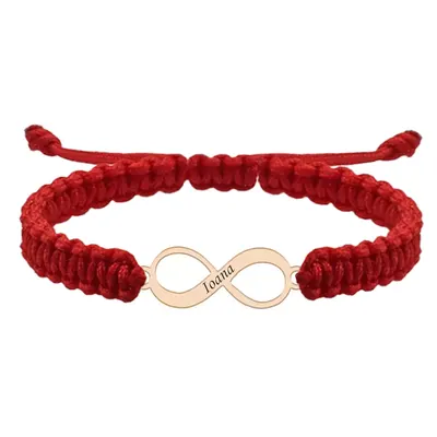 Saray - Bratara personalizata snur impletit infinit si nume gravat din argint 925 placat cu aur roz