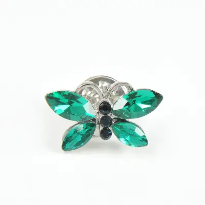 Brosa martisor fluture verde cu accente argintii