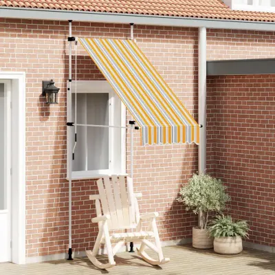 vidaXL Copertină retractabilă manual, galben & albastru, 100 cm, dungi