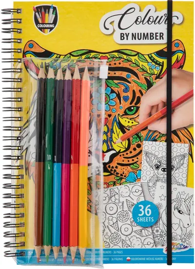 Set de desen cu numere Grafix - 6 creioane, 36 de foi