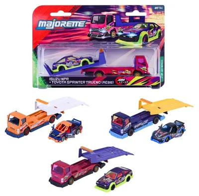 Camion metalic cu mașină Majorette - JDM Legends Tuning Transporter, sortiment