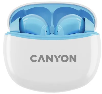 Casti True Wireless Canyon TWS-5, Bluetooth, In-Ear, Microfon (Alb/Albastru)