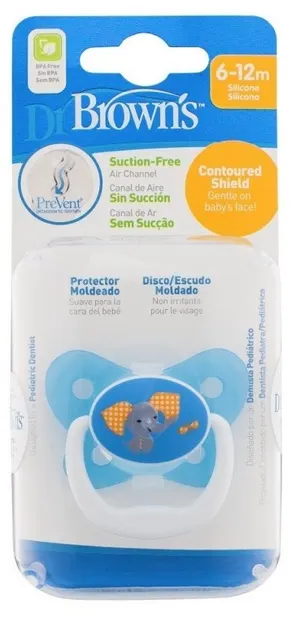 Suzeta ortodontică din silicon Dr. Brown's PreVent - Elephant, 6m+