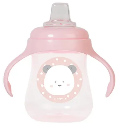 Cupă anti-vărsare Saro Baby - Sweet & Fun, 250 ml, Pink