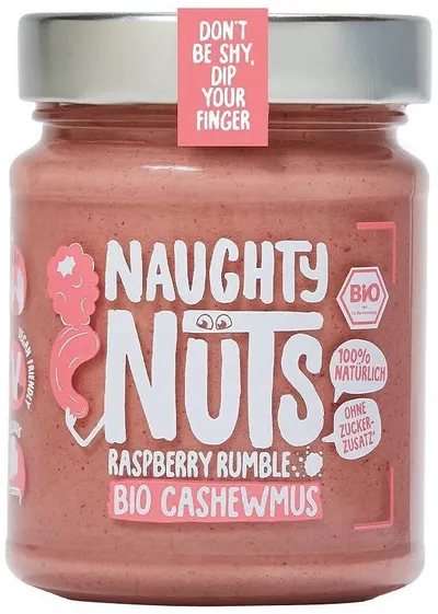 Tahini din caju cu zmeură, 250 g, Naughty Nuts