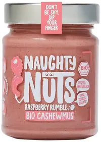 Tahini din caju cu zmeură, 250 g, Naughty Nuts