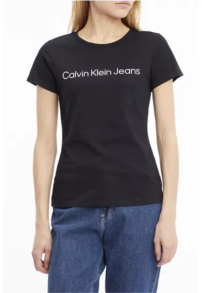Tricou slim fit cu decolteu la baza gatului - Negru
