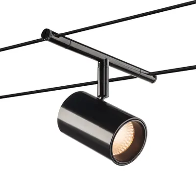 Iluminat decorativ pe sina, Traseele NOBLO la fata locului, corpul de iluminat cablu negru pentru un sistem de cablu de joasa tensiune 2700K negru