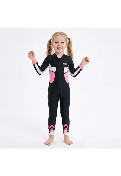 Costum de inot pentru copii cu maneca lunga - Protectie UV - Roz