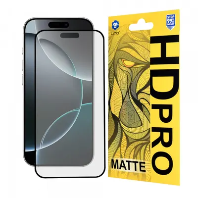 Folie de protectie Ecran Matte Lito HD Pro pentru Apple iPhone 16 Pro, Sticla Securizata, Full Glue, Neagra