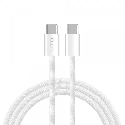 Cablu Date si Incarcare USB-C - USB-C Lito LD04CC, 60W, 2m, Alb