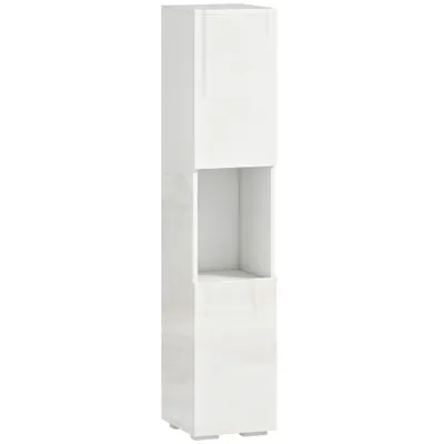 HOMCOM Dulap Multimedia Slim cu 5 Rafturi Reglabile, Alb | Aosom Romania