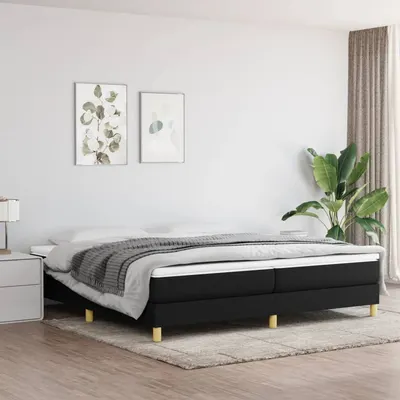 vidaXL Cadru de pat cu arcuri, negru, 200x200 cm, textil