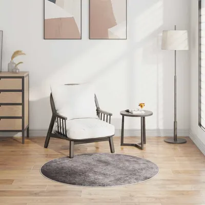 vidaXL Covor lavabil, gri, φ120 cm
