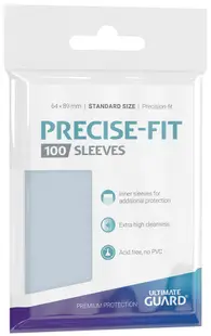 Protecții pentru cărți de joc Ultimate Guard - Precise-Fit Sleeves Standard Size, Transparent (100 buc.)