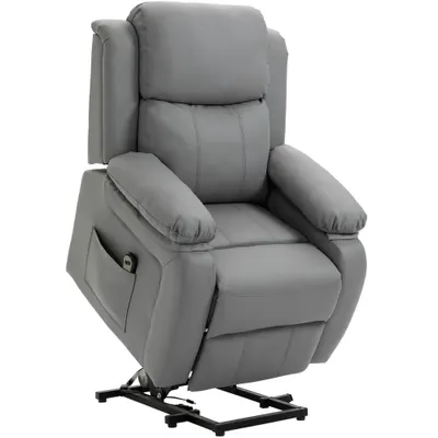 HOMCOM Fotoliu Relaxant Rabatabil la 160°, Electric cu Funcție de Ridicare, Suport pentru Picioare și Telecomandă, 76x90x105 cm, Gri | Aosom Romania