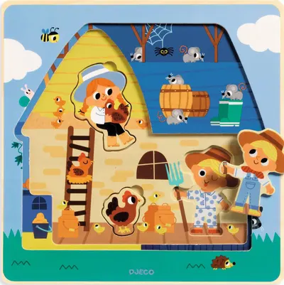 Puzzle straturi - Animalele de la ferma