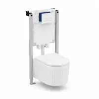 Set vas WC suspendat cu riflaje Invena Glamour, rezervor incastrat Ideal Standard ProSys si clapeta