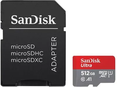 Card de Memorie MicroSDXC SanDisk, 512GB, UHS-I, Class 10, 80MB/s + Adaptor