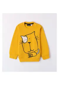 Bluza maneca lunga cu imprimeu pisica pentru baiat - 0.A035 - Galben