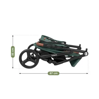Carucior pentru copii Tulano Avignon Flower Collection 35 Green cu husa picioareprotectie ploaiepaturicaplasa insecte incluse,pozitie somn,capotina XXL,suspensii integrate,cadru usor 7.7 kg,pana la 22 kg