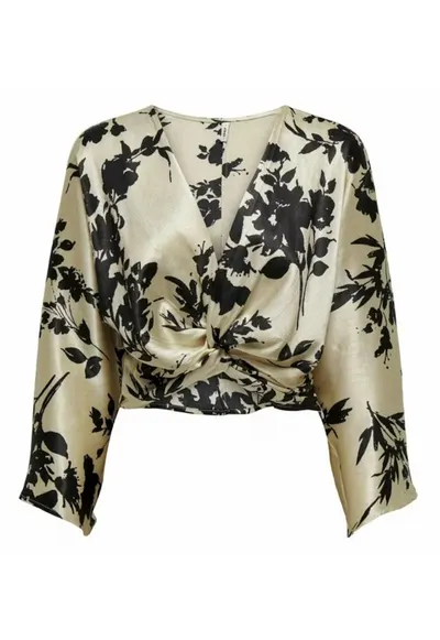 Bluza crop din satin cu imprimeu floral Salia
