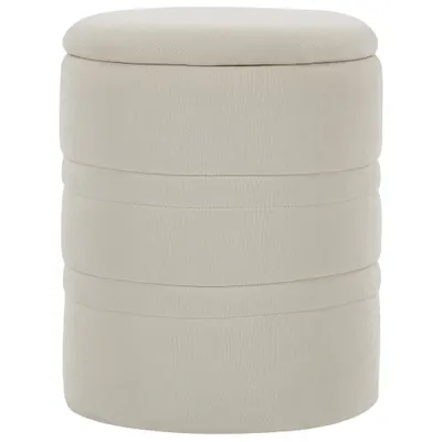 HOMCOM Pouf de depozitare din chenille cu capac, taburet rotund pentru living și dormitor, bej | Aosom Romania