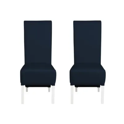 Set 2 scaune living VANESSA, picioare lemn alb, piele ecologica albastru, 47x60x110 cm