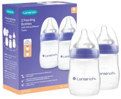 Set biberoane Lansinoh - Slow flow, 160 ml, 2 bucăți