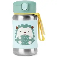 Skip Hop Spark Style Straw Bottle sticlă inoxidabilă pentru apă cu pai Hedgehog 12 m+ 1 buc