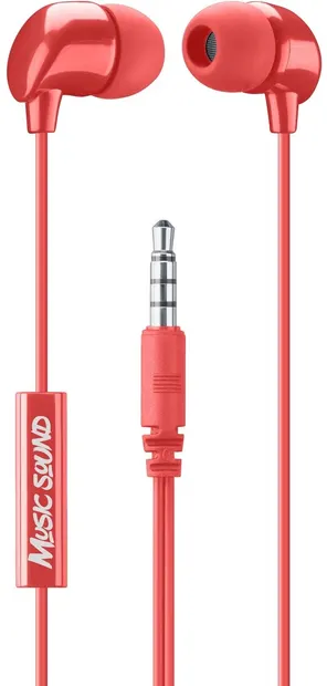 Căști cu microfon Cellularline - Music Sound 3.5 mm, roșu