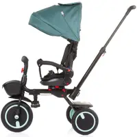 Tricicleta pentru copii Chipolino Quick Fold Aloe pliabila, cu sezut reversibil, suport pentru picioare, maner cu control al directiei, spatar reglabil pe spate, scaun cu husa moale si frana pe rotile din spate