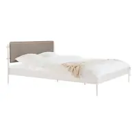 Pat matrimonial alb tapițat din oțel cu somieră 180x200 cm Eton Basic – noo.ma