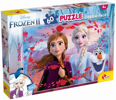 Puzzle cu două fețe Lisciani de colorat din 60 piese - Regatul Înghețat 2
