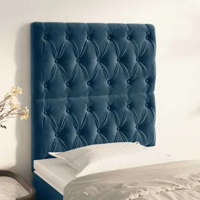 vidaXL Tăblie de pat albastru închis 80x7x118/128 cm catifea