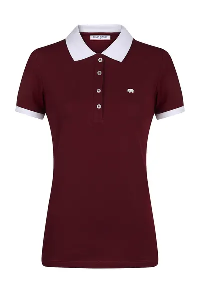 Tricou polo din amestec de bumbac - Alb/Visiniu