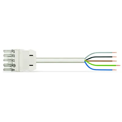 pre-assembled connecting cable; Cca; Socket/open-ended; 5-pole; Cod. A; H05Z1Z1-F 5G 2.5 mm²; 1 m; 2,50 mm²; white