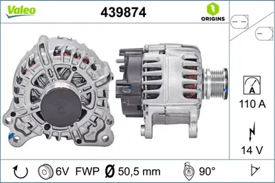 Alternator (14v, 110a) Potrivit Seat Leon, Leon Sc, Leon St, Toledo Iv; Skoda Kodiaq, Octavia Iii, Rapid, Yeti; Vw Golf Alltrack Vii, Golf Sportsvan Vii, Golf Vii, Tiguan, T-Roc 1.4-2.0d 05.09