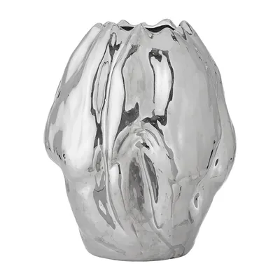 Vază argintie din gresie (înălțime 29 cm) Bobby – Bloomingville