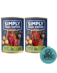 SIMPLY FROM NATURE Mix hrana caine, capra cu cartofi + cal cu cartofi 400 g x 12 buc + capac pentru conserve
