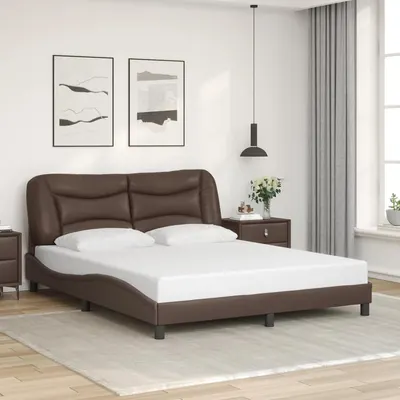 vidaXL Cadru de pat fără saltea, Hvar, maro, 160x200 cm, piele ecologică