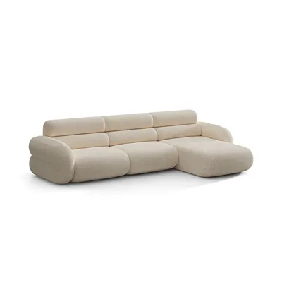Colțar crem cu tapițerie din chenille (cu colț pe partea dreaptă/cu șezlong) Neo – Micadoni