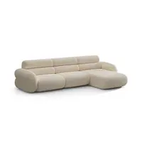Colțar crem cu tapițerie din chenille (cu colț pe partea dreaptă/cu șezlong) Neo – Micadoni