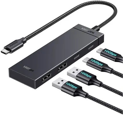 Hub USB Ugreen - CМ806, 4 porturi, USB-C, negru