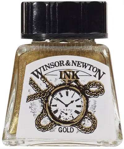 Cerneală de caligrafie Winsor & Newton - Auriu, 14 ml