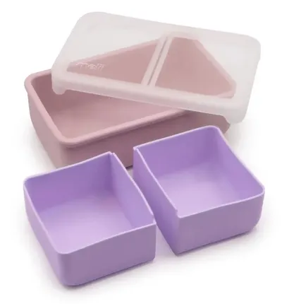 Cutie de silicon pentru hrană Melii - 700 ml, roz/lila