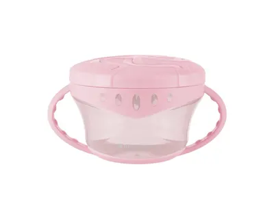 Bol cu manere pentru copii KikkaBoo Snack-me-up Pink,capac moale si flexibil cu orificu usor de accesat,ideal pentru gustari